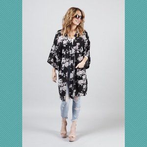 Spiritual Gangster Black Floral Print Maya Kimono